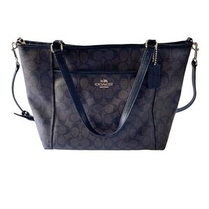 Coach Signature Monogram Tote Bag - Black & Brown